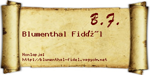 Blumenthal Fidél névjegykártya